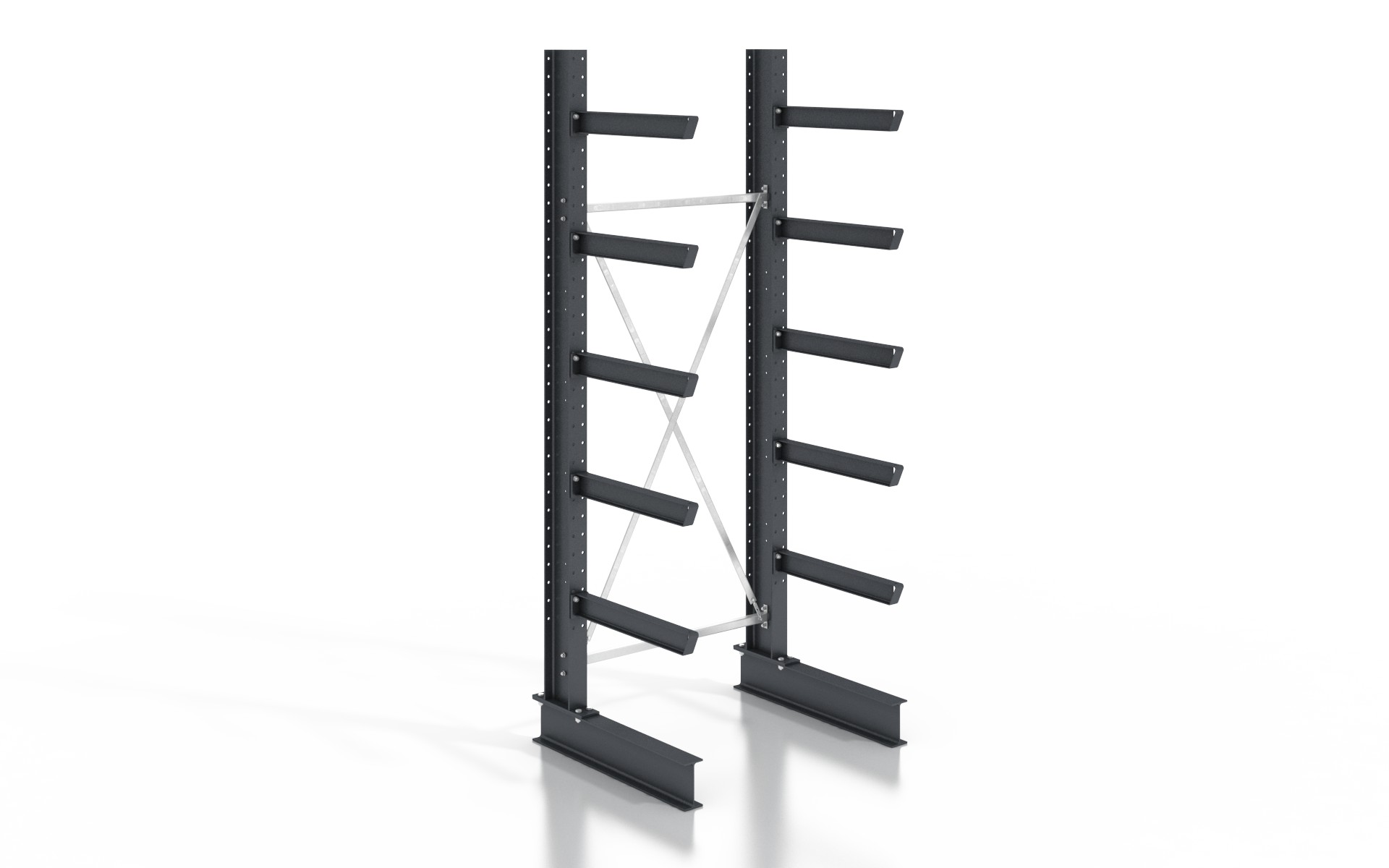 Kragarmregal einseitig 1,28 m – 355 cm | 80 cm Nutztiefe | 500 kg pro Arm | BLT